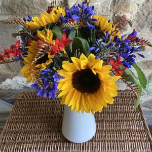 Sunflowers, Agapanthus and Crocosmia