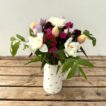 Bouquet of Sweet William & Tulips - featuring Sweet William in shades of white/pink & purple with Tulips in mixed colours. Vase not included.