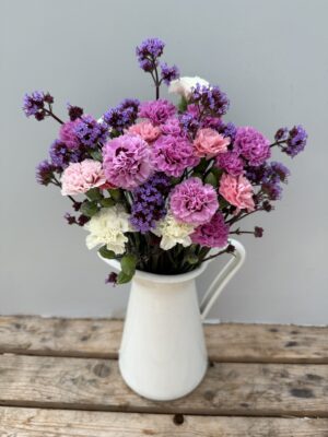 A jug of Scented Pinks & Verbena