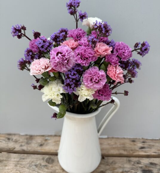 A jug of Scented Pinks & Verbena