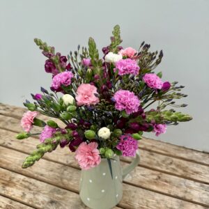 Fresh Cornish flowers by post bouquet with scented pinks, brodiaea and snapdragons