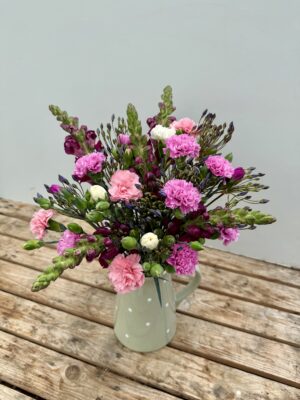 Fresh Cornish flowers by post bouquet with scented pinks, brodiaea and snapdragons